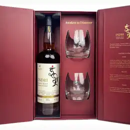 Indri Trini Three Wood Indian Single Malt Whisky Gift Set, 70 cl
