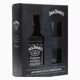 Jack Daniels No 7 Whiskey Gift Tin With Two Rock Glasses 70cl