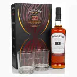 Bowmore 15 Year Old Gift Pack with 2x Glasses Whisky 70cl