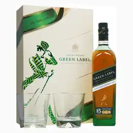 Johnnie Walker Green Label Gift Set With Glasses 70cl