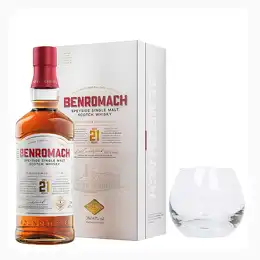 Benromach 21 Year Old Single Malt & Branded Whisky Tumbler