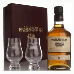 Edradour 10 Year Old with 2x Glasses Whisky 70cl
