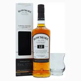 Bowmore 12 Year Old Malt Whisky & Glass Set, 70 cl