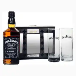 Jack Daniels Gift Set with 2x Highball Glasses Whiskey 70cl