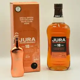 Jura 10 Year Old Single Malt Whisky & Travel Flask