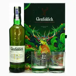 Glenfiddich 12 Year Old Chinese New Year Limited Edition Gift Set With Glasses 70cl