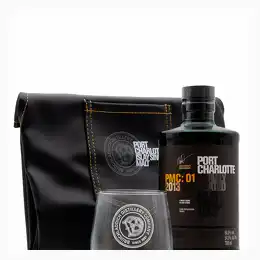 Port Charlotte PMC:01 Pomerol Cask Branded Leather Apron & Glass