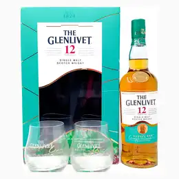 Glenlivet 12 Year Old Double Oak Gift Pack Single Malt Scotch Whisky, 70cl, 40% ABV