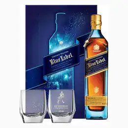 Johnnie Walker Blue Label Gift Pack with Glasses Blended Scotch Whisky 70cl