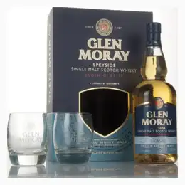 Glen Moray Peated Elgin Classic Gift Set with 2x Glasses Whisky 70cl