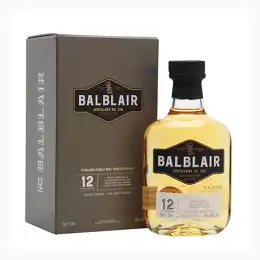 BALBLAIR 12 Year Old Highland Single Malt Scotch Whisky 70cl 46%
