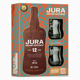 Jura 12 Year Old Single Malt Whisky Gift Pack with 2 Glasses
