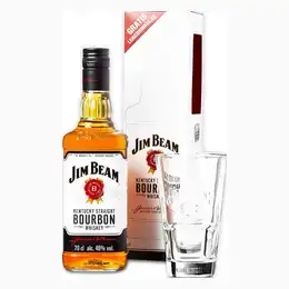 Jim Beam Kentucky Straight Bourbon Whiskey 0.7L  with GB glass