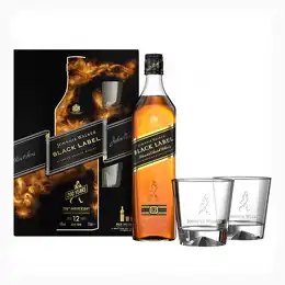 Johnnie Walker Black Label Glass Gift Set 70cl
