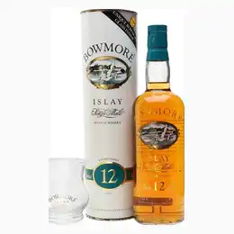Bowmore 12 Year Old with Glass Screen Printed Label Bot. 1980s