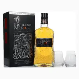 Highland Park 12 Year Old - Viking Honour Glass Gift Set with 2x Peedie Glasses Whisky 70cl