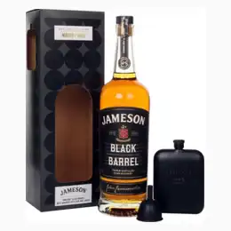 Jameson Black Barrel Gift Set with Hip Flask Whiskey 70cl