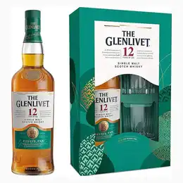 The Glenlivet 12 Year Old Single Malt Scotch Whisky Gift Pack with Two Glasses 70cl