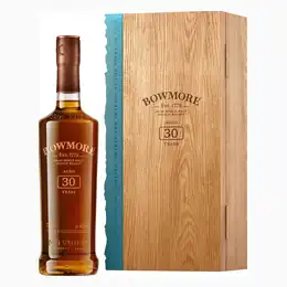 Bottle Of Bowmore 30 Year Old Whisky 2021 Release With A To Wooden Gift Box