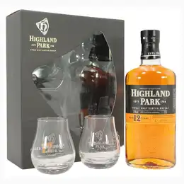 Highland Park 12 Year Old Whisky Gift Set With 2 Glasses 70cl