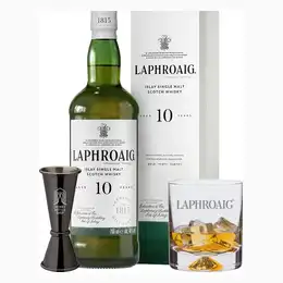 Laphroaig 10 Year Old Whisky With Glass 70cl Next Day Delivery