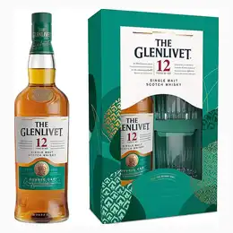 The Glenlivet 12 Year Old Single Malt Scotch Whisky Gift Pack with Two Glasses, 70 cl