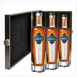 The Lakes Signature Single Malt Whisky 70cl Three Bottle Luxury Elm Wood Gift Box