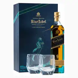 Johnnie Walker Blue Label Richard Malone Collection Whisky Gift Set with 2 Glasses 70cl