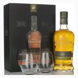 Tomatin 12 Year Old Gift Pack with 2x Glasses Whisky 70cl