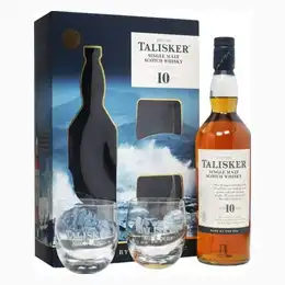 Talisker 10 Year Old Whisky with Two Glasses Gift Pack, 70 cl