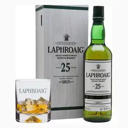 Laphroaig 25 Year Old Single Malt Scotch Whisky 2019 Release & Glass 70cl