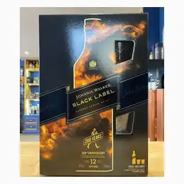 Johnnie Walker Black Label 12 Year Old 200th Anniversary with 2 Glass Tumblers 70cl