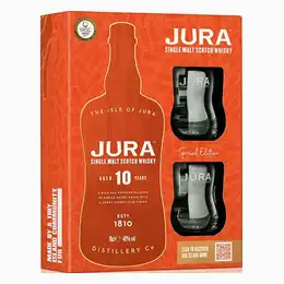 Jura 10 Year Old Single Malt Whisky 2 Glasses Gift Pack