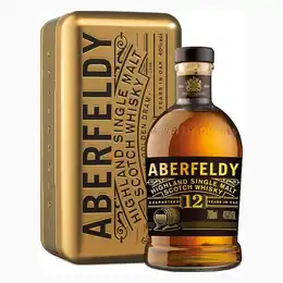 ABERFELDY 12 Year Old Highland Single Malt Scotch Whisky 70cl 40% - IN GOLD TIN BOX