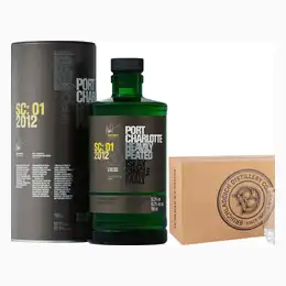 Port Charlotte SC:01 2012 Islay Single Malt Scotch Whisky & 2 Tumblers in Presentation Box