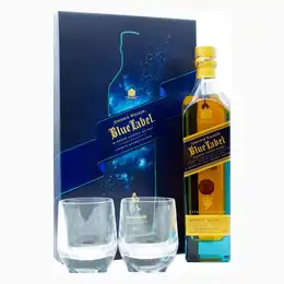 Johnnie Walker Blue Label Whisky 70cl Gift Set with Glencairn Tumblers