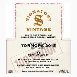 Tormore 2015 9 Year Old 100 Proof Batch #45 57.1%