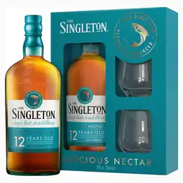 The Singleton of Dufftown 12 Year Old Single Malt Scotch Whisky, 70 cl with 2 Glasses Gift Pack