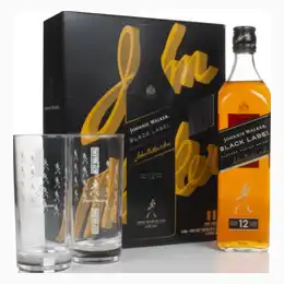Johnnie Walker Black Label 12 Year Old with 2x Highball Glasses Whisky 70cl
